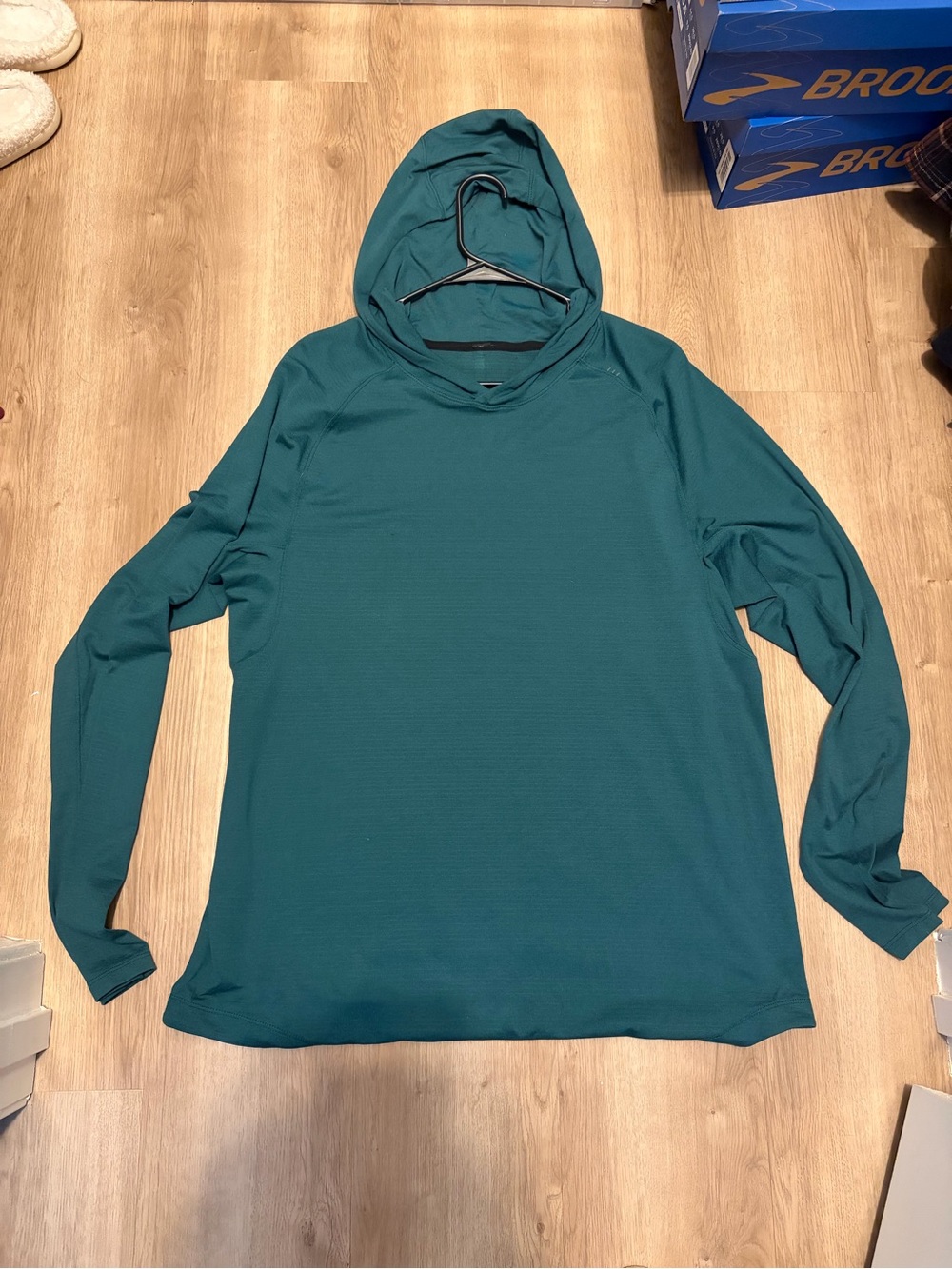 lululemon athletica Teal Green Hooded Long-Sleeve Pullover